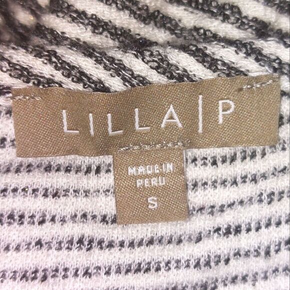 EUC Lilla P Black & White Striped 3/4 Sleeve Top Casual Pullover Sweater Size S - Picture 8 of 11